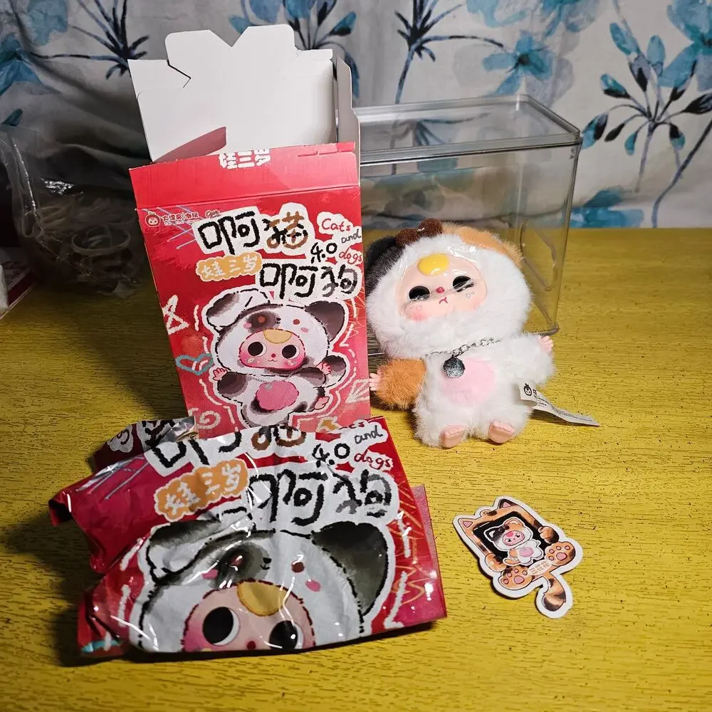 Baby Three Cat & Dog Opened Calico Cat 180 Boba Eyes Pouting Mouth Blonde Hair